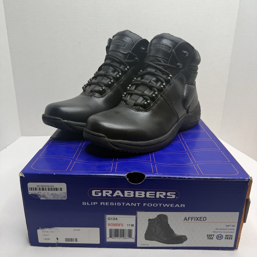 Grabbers Affixed G124 Women’s 11 M 6” Leather Soft Toe Slip Resistant Work Boots